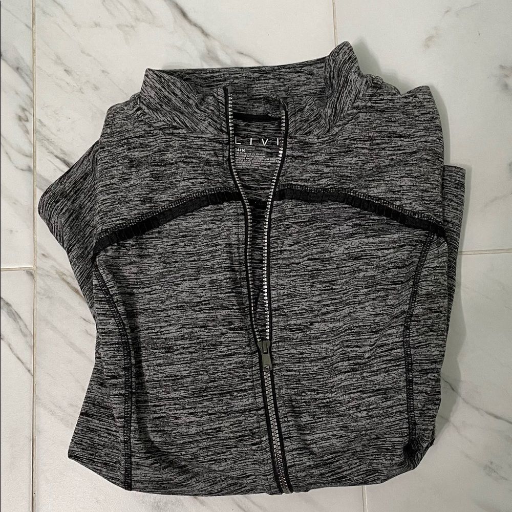 Lane Bryant Livi Athletic Jacket Zip Size 14/16 Dark Heather Gray Pockets Ruffle - Picture 3 of 8